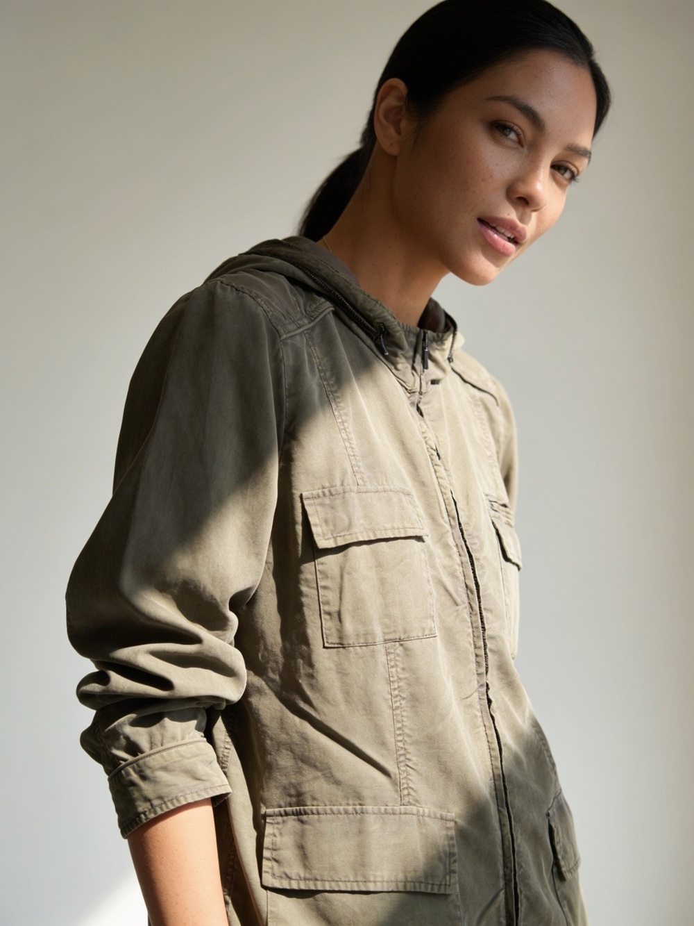 Astars Olive Green Hooded Utility Jacket